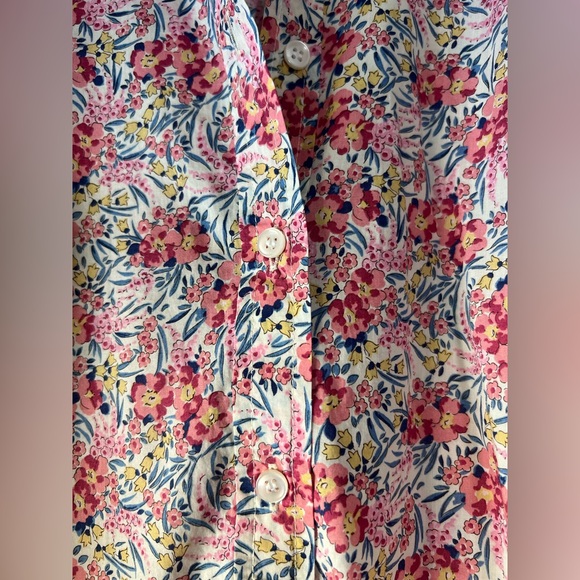 J Crew x Liberty London Fabric Popover Shirt Swirling Petals Floral Pink Size 00 - Picture 5 of 9
